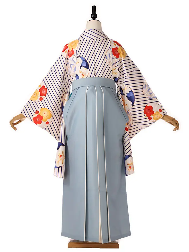 小学生卒業式女袴 白 水色 0205