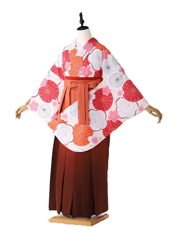 小学生卒業式女袴 白 梅 桜 菊 0211
