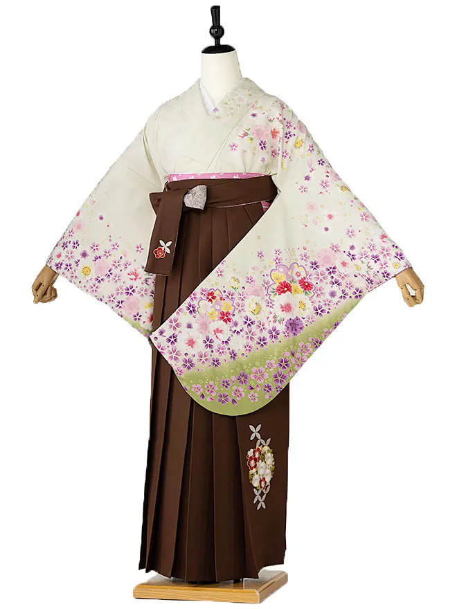 小学生卒業式女袴 緑 桜 0217