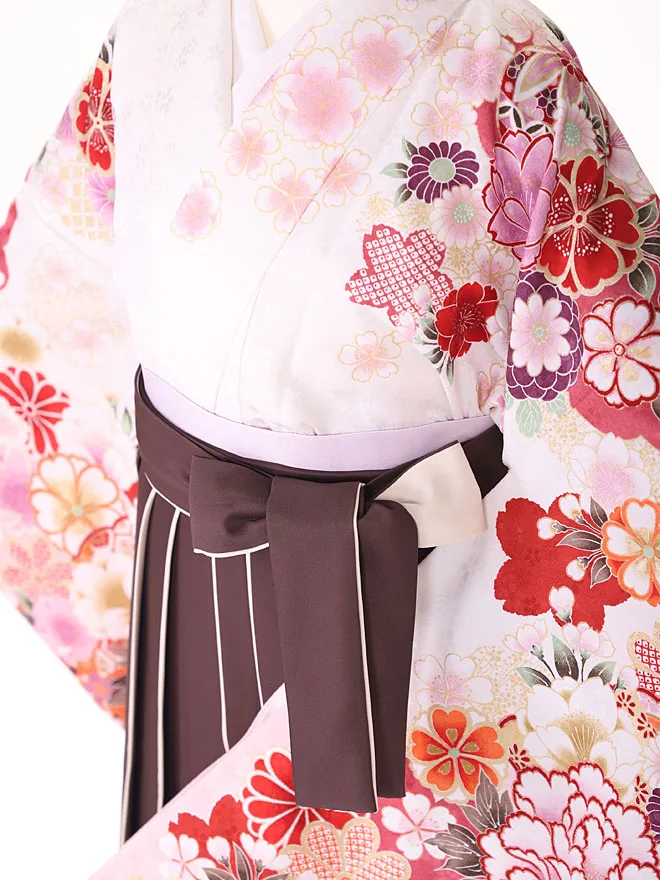 小学生卒業式女袴 四季の華 白 0224