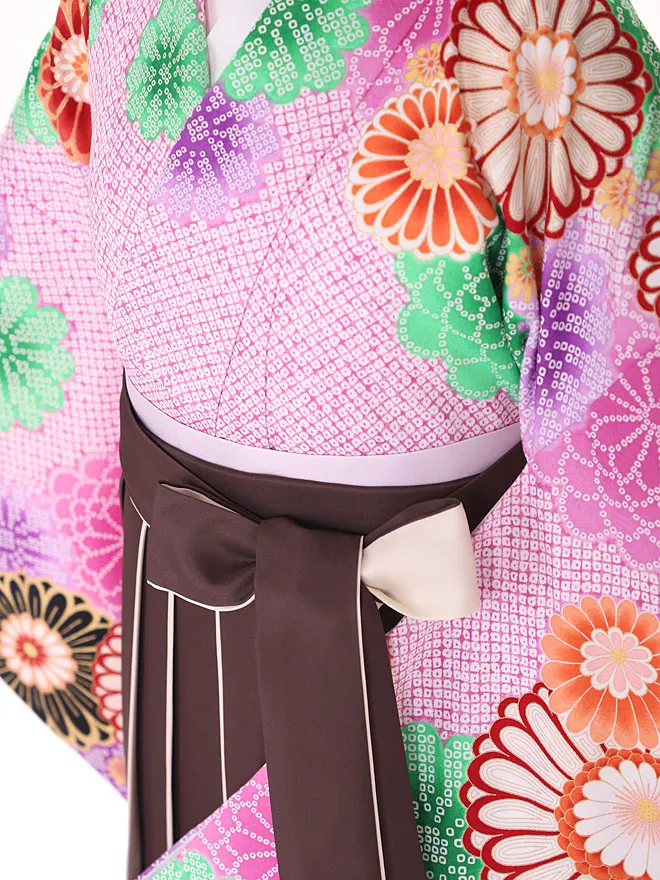 小学生卒業式女袴  鹿の子 菊 紫 0226