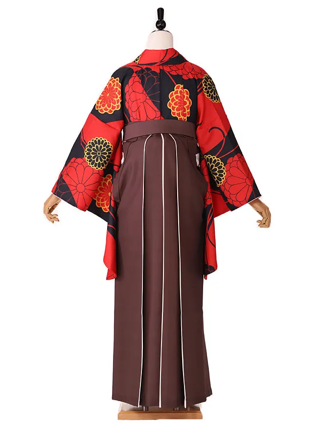 小学生卒業式女袴 黒×赤 モダン 0230