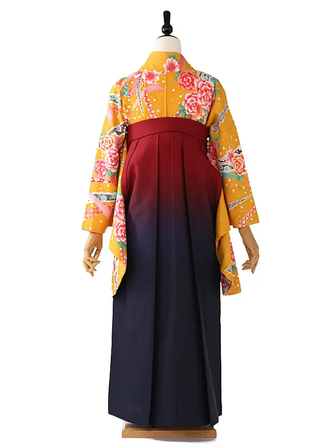 小学生卒業式女袴 熨斗薔薇 黄色 0232