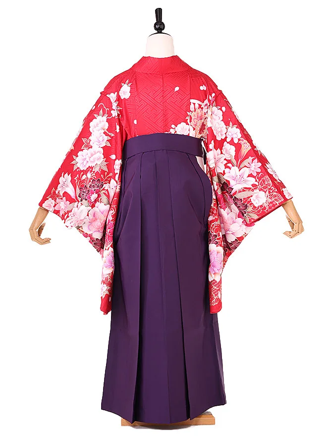 小学生卒業式女袴 赤大輪柄　0241