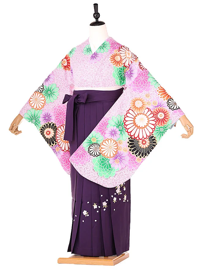 小学生卒業式女袴 鹿の子柄 紫 0242