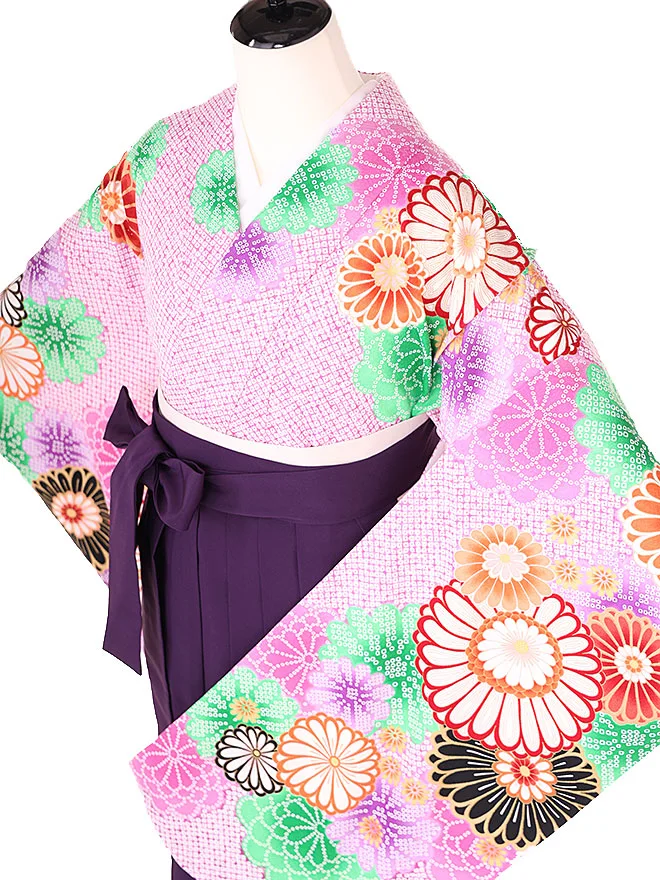 小学生卒業式女袴 鹿の子柄 紫 0242