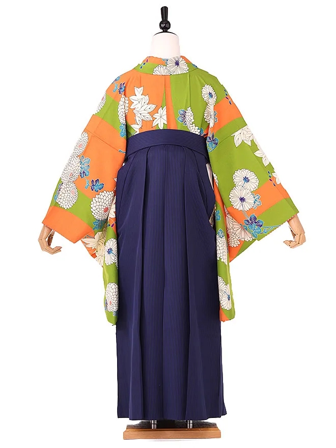 小学生卒業式女袴  菊 緑×ｵﾚﾝｼﾞ 0243