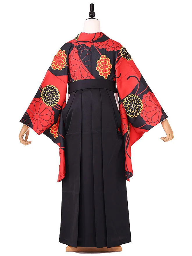小学生卒業式女袴 黒×赤 モダン 0244
