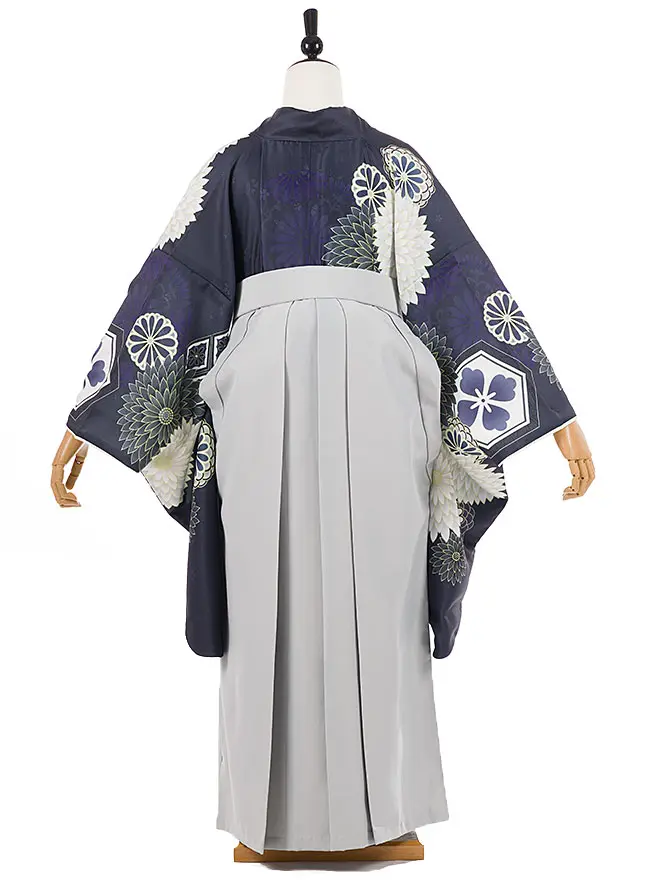 小学生卒業式女袴 黒 菊 モダン 0245