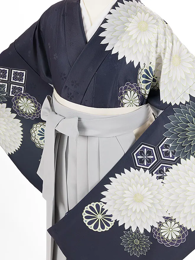 小学生卒業式女袴 黒 菊 モダン 0245