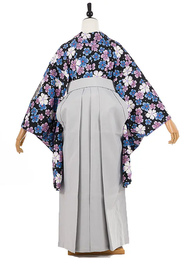 小学生卒業式女袴 黒 牡丹桜 モダン 0246