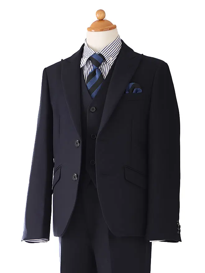 [男児スーツ]長ズボン/ﾈｲﾋﾞｰ/ｽﾄﾗｲﾌﾟﾈｸﾀｲ 0010 160