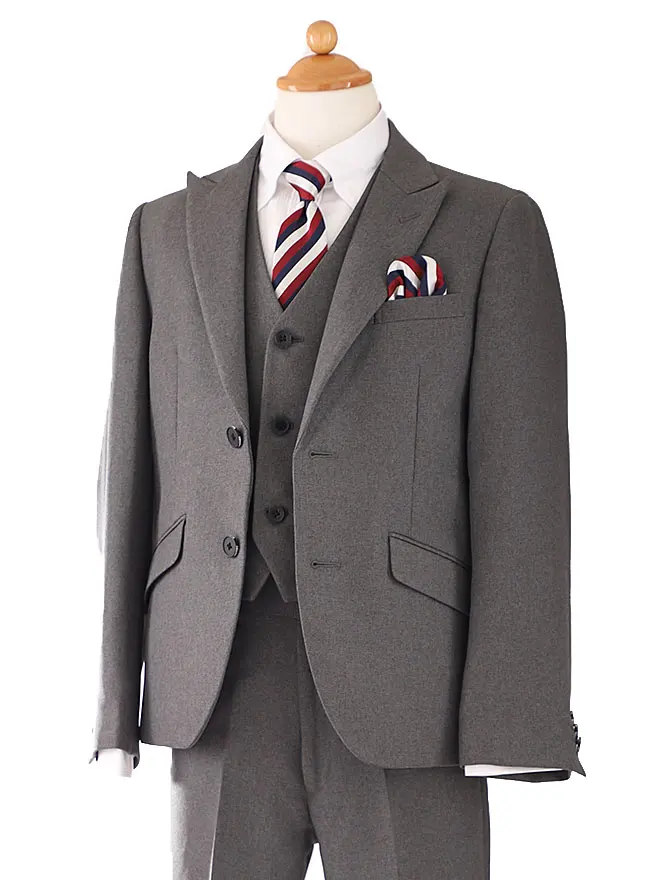 [男児スーツ]長ズボン/ｸﾞﾚｰ/ｽﾄﾗｲﾌﾟﾈｸﾀｲ0011 170