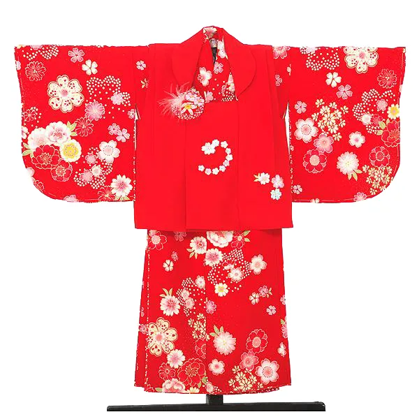 花夢二 1歳 被布 女の子 かんたん着付け 赤 0015