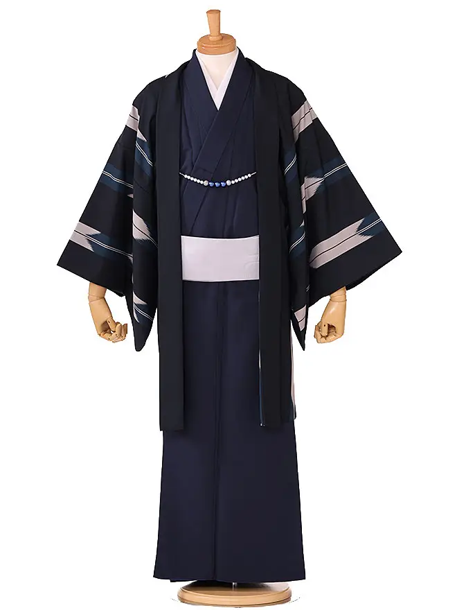 男きもの 羽織着物 紺 矢羽根 62