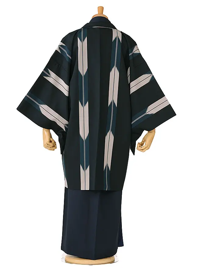 男きもの 羽織着物 紺 矢羽根 62