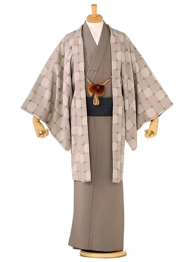 男きもの 羽織着物 茶系 64