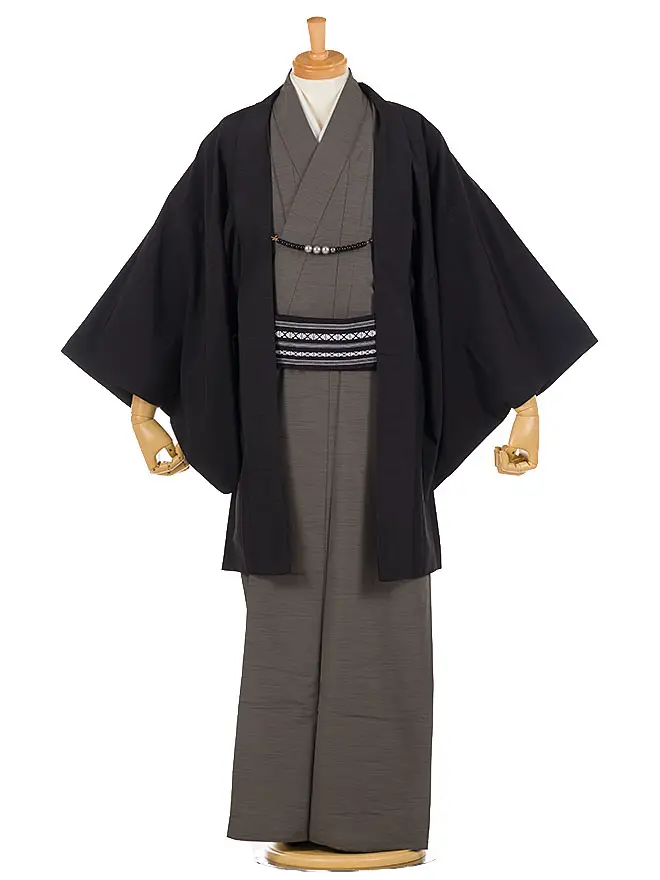 男きもの 羽織着物 黒×墨色  69