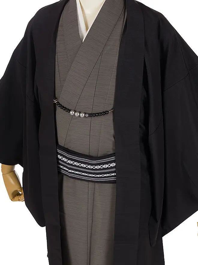 男きもの 羽織着物 黒×墨色  69