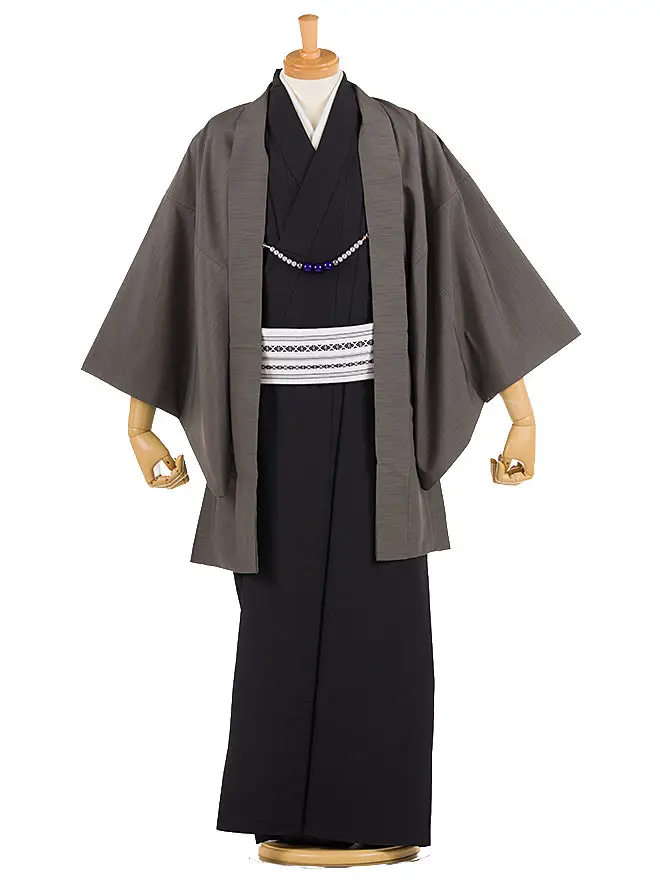 男きもの 羽織着物 墨色×黒  76