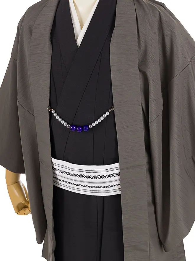 男きもの 羽織着物 墨色×黒  76