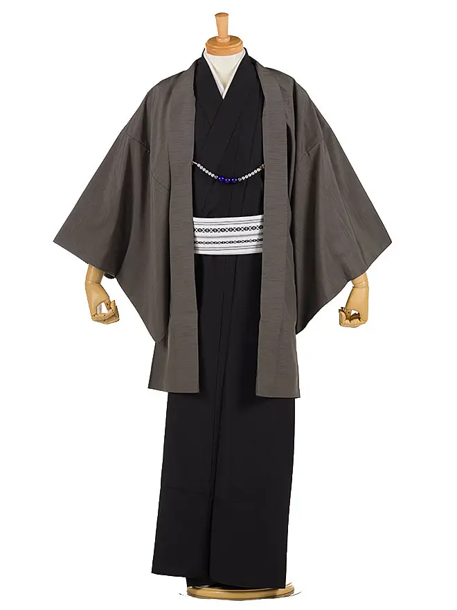 男きもの 羽織着物 墨色×黒  77