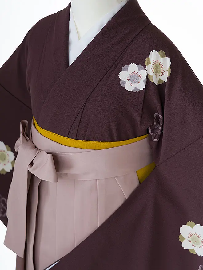 卒業式袴ﾚﾝﾀﾙ 教員向け 茶 桜 0012