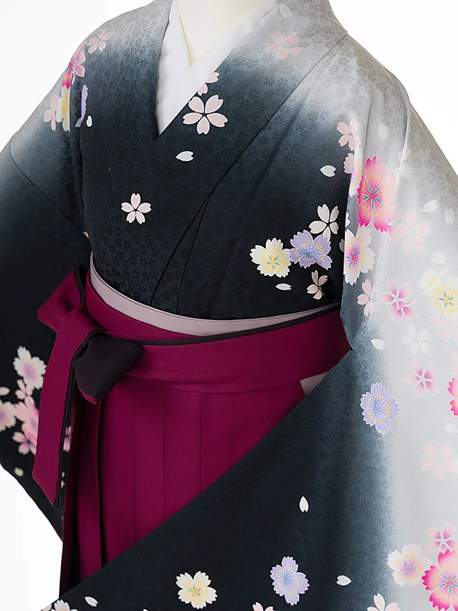 卒業式袴ﾚﾝﾀﾙ 教員向け 黒 桜 0024