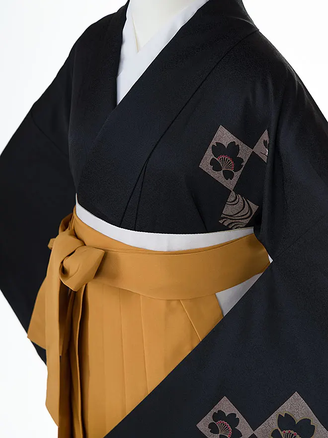 卒業式袴ﾚﾝﾀﾙ 教員向け 黒 桜 0025