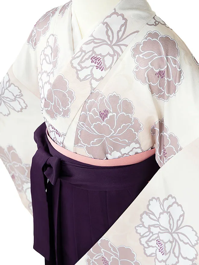 卒業式袴ﾚﾝﾀﾙ 教員向け くすみベージュ 大輪 0039