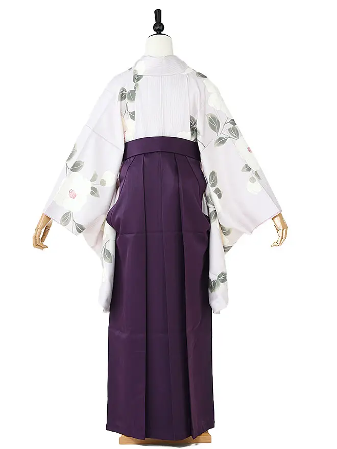 卒業式袴ﾚﾝﾀﾙ 教員向け ｸﾞﾚｰ地ﾌﾞﾗｳﾝｽﾄﾗｲﾌﾟ 椿 0041