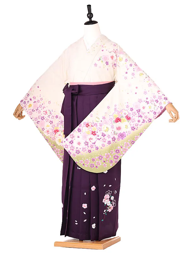 卒業式袴ﾚﾝﾀﾙ 教員向け 白 桜 0042