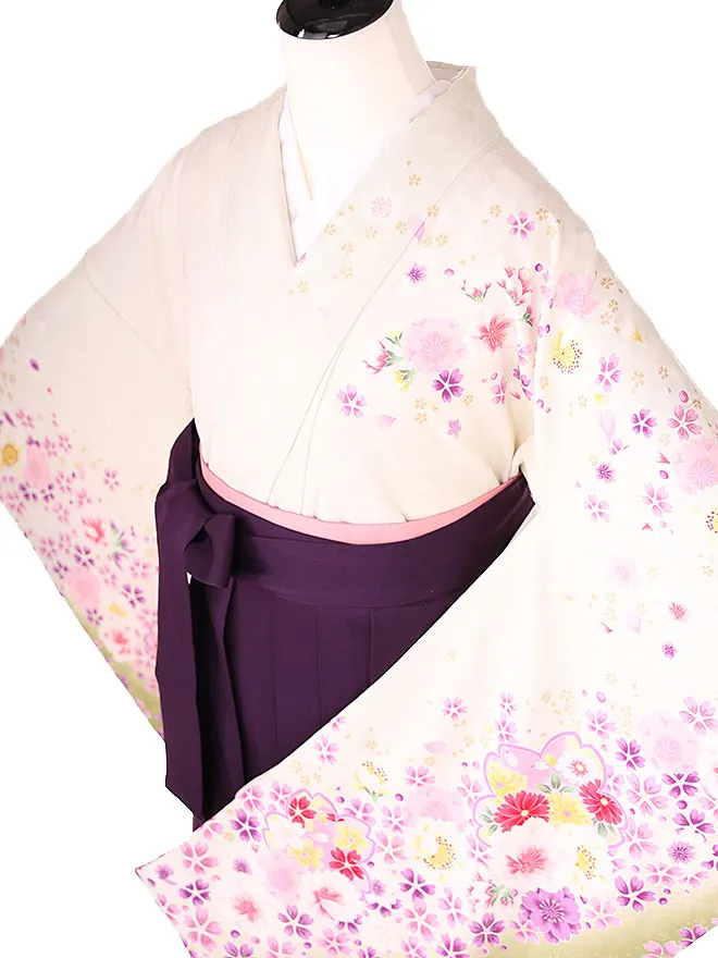 卒業式袴ﾚﾝﾀﾙ 教員向け 白 桜 0042