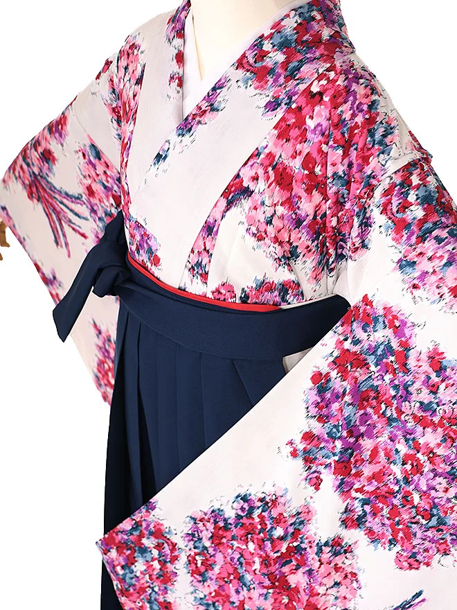 小学生卒業式かんたん袴(女の子) 白地jillstuartネイビー牡丹 004