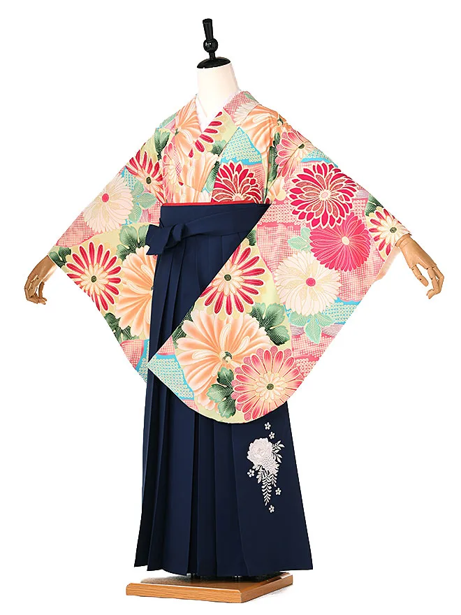 小学生かんたん袴(女の子) 九重 ﾍﾞｰｼﾞｭ 乱菊 0027