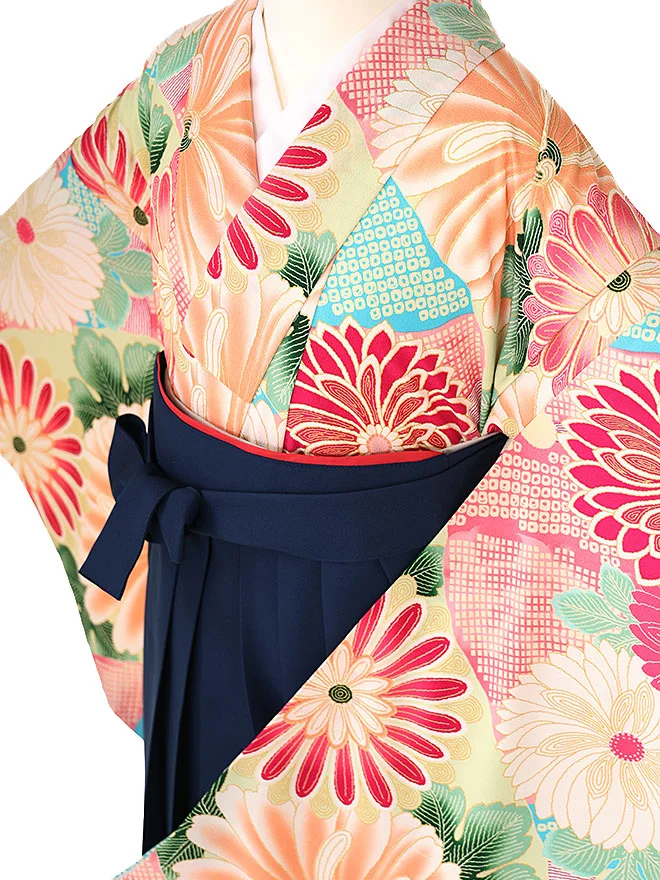 小学生かんたん袴(女の子) 九重 ﾍﾞｰｼﾞｭ 乱菊 0027