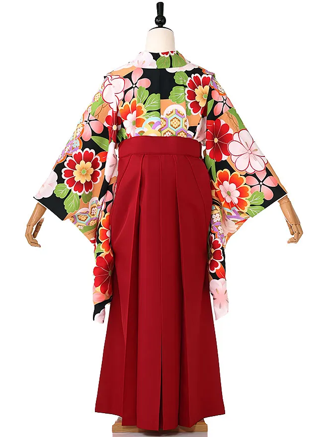 小学生 卒業式 かんたん袴(女の子) 黒 桜牡丹 033