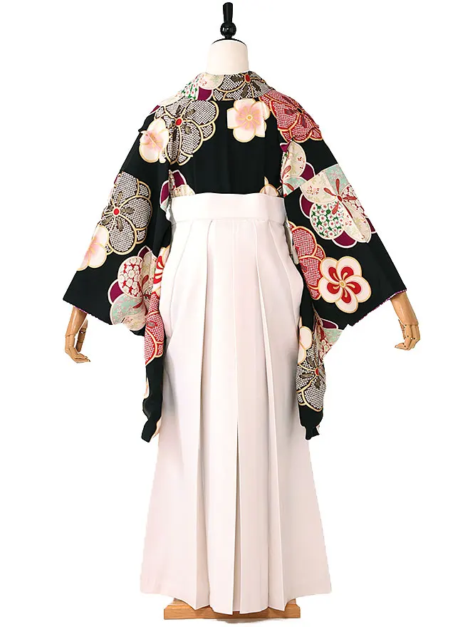 小学生 卒業式 かんたん袴(女の子) 黒 ねじり梅 035