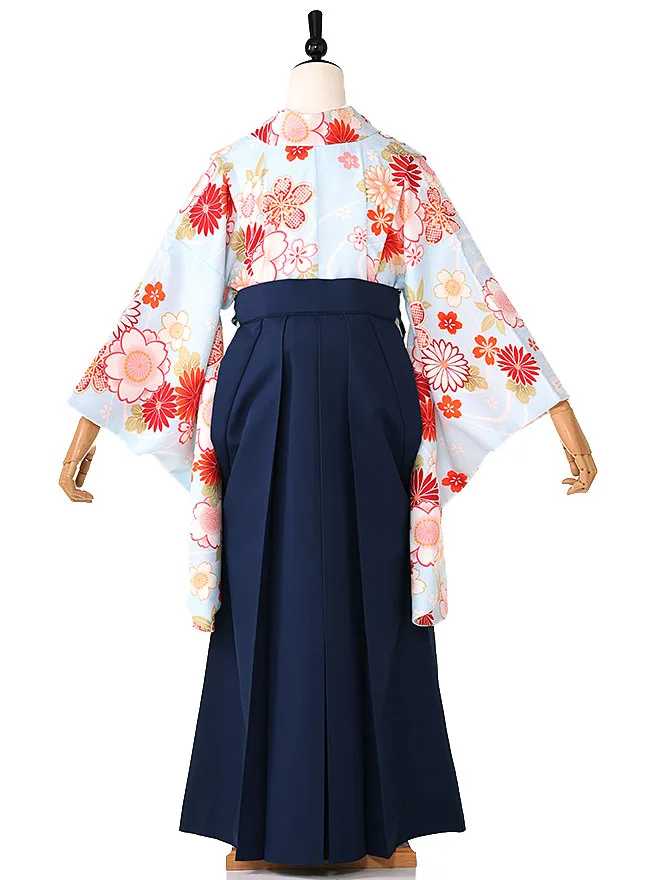 小学生 卒業式 かんたん袴(女の子)水色 桜菊 039