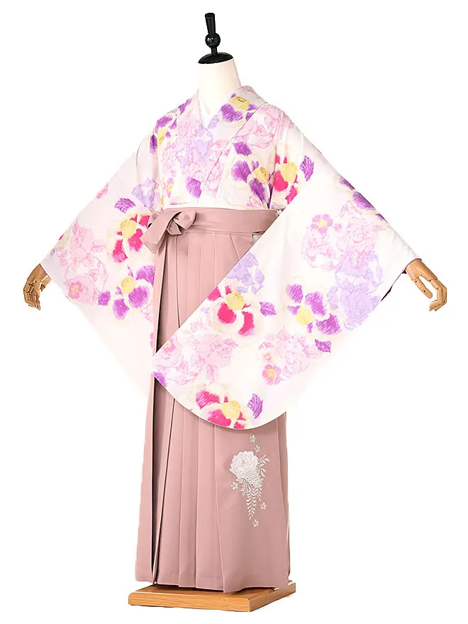 小学生 卒業式 かんたん袴(女の子)紅一点 薄ピンク椿 042