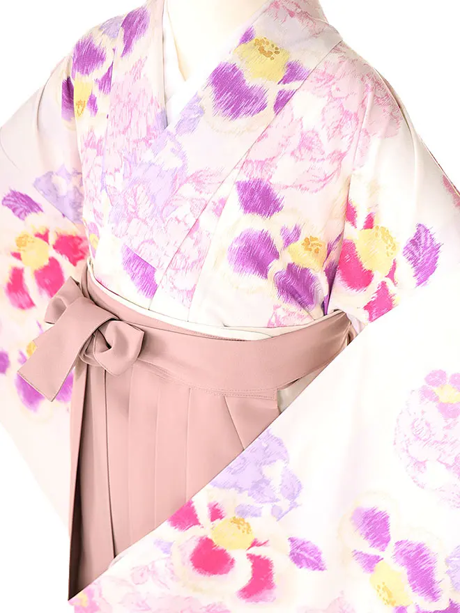 小学生 卒業式 かんたん袴(女の子)紅一点 薄ピンク椿 042