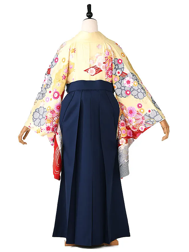 小学生卒業式かんたん袴(女の子) 黄地 疋田桜 046