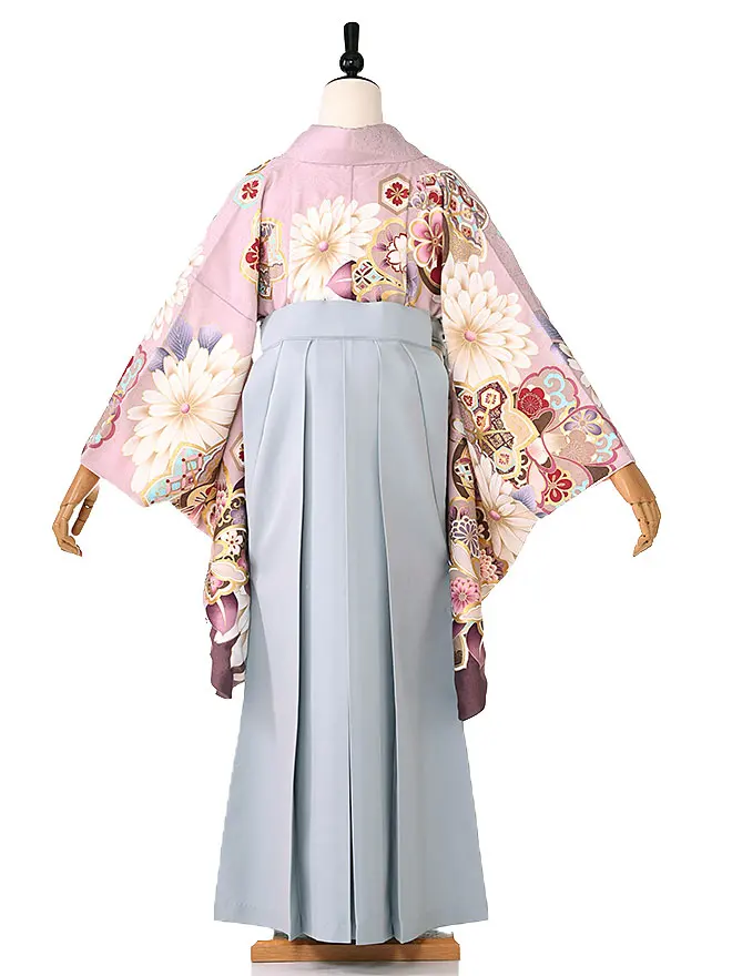 小学生卒業式かんたん袴(女の子) 薄紫地 菊桜 050