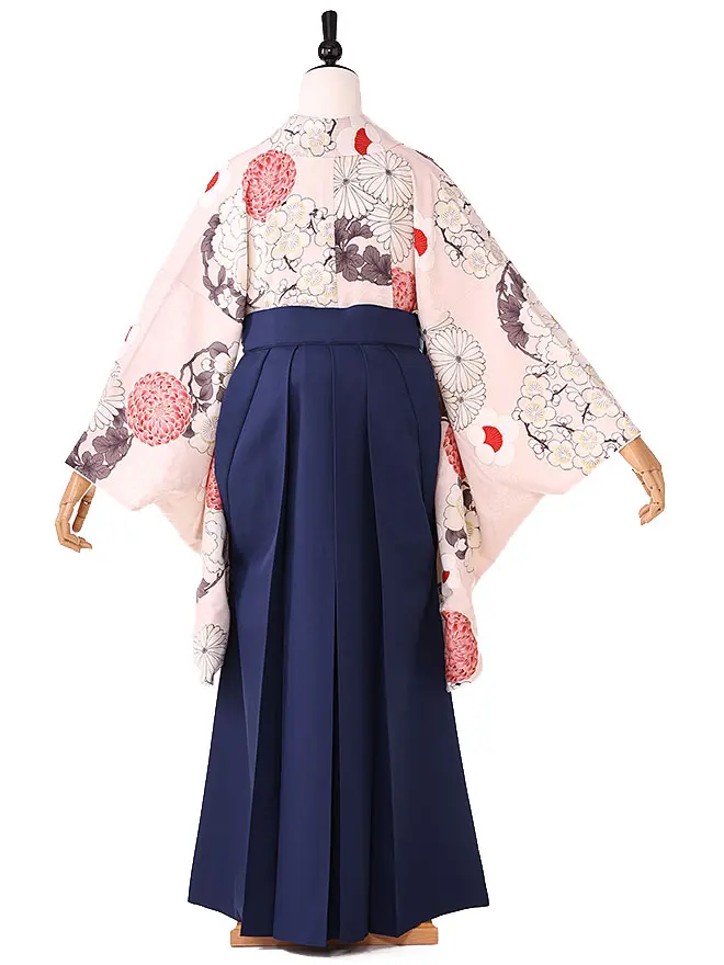 小学生卒業式かんたん袴(女の子) 薄ピンク地 菊桜 051