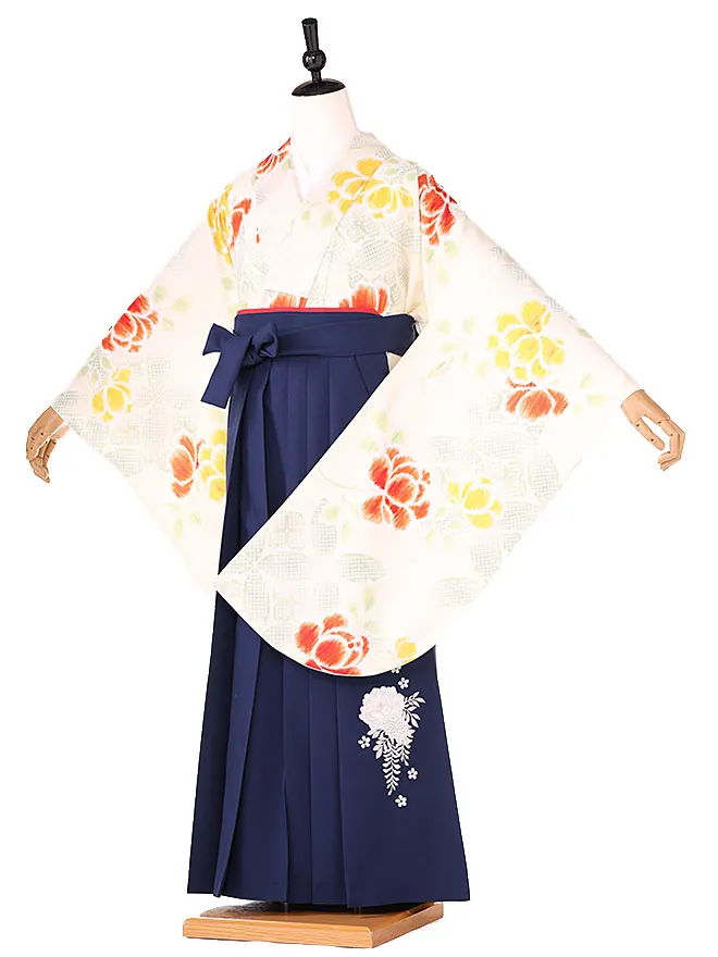 小学生卒業式かんたん袴(女の子) 薄黄緑 七宝 055