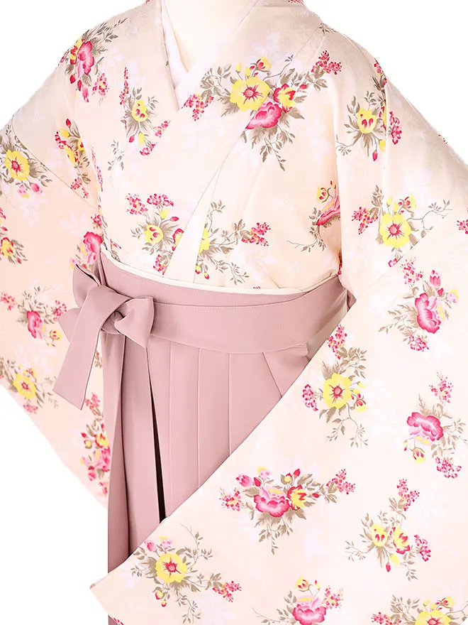 小学生卒業式かんたん袴(女の子) ｵﾌﾎﾜｲﾄ 洋花 059