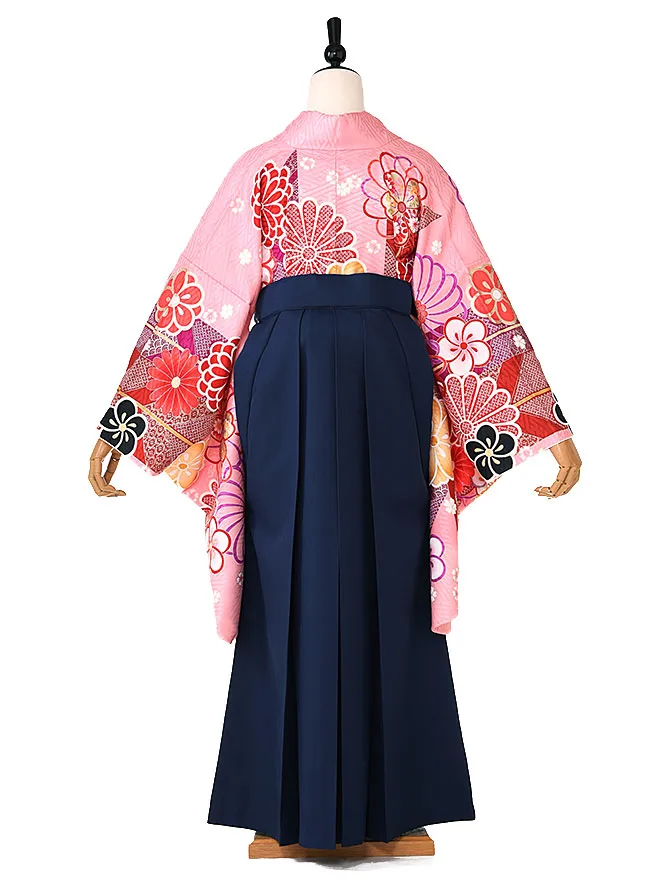 小学生卒業式かんたん袴(女の子) ピンク ねじり梅 062