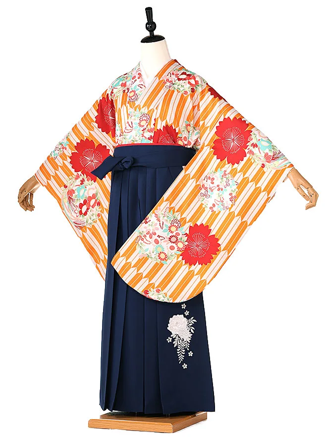 小学生卒業かんたん女袴 hiromichinakano ｵﾚﾝｼﾞ 矢羽 065