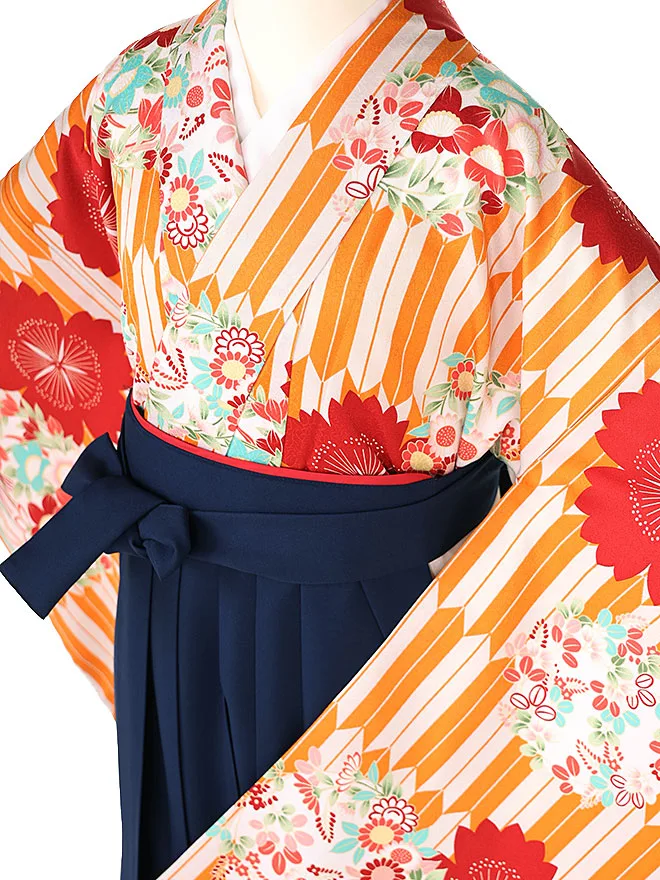 小学生卒業かんたん女袴 hiromichinakano ｵﾚﾝｼﾞ 矢羽 065