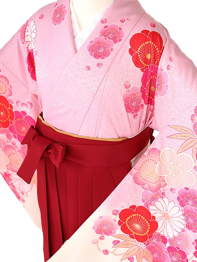 小学生卒業式かんたん袴(女の子) ピンク 梅桜 067